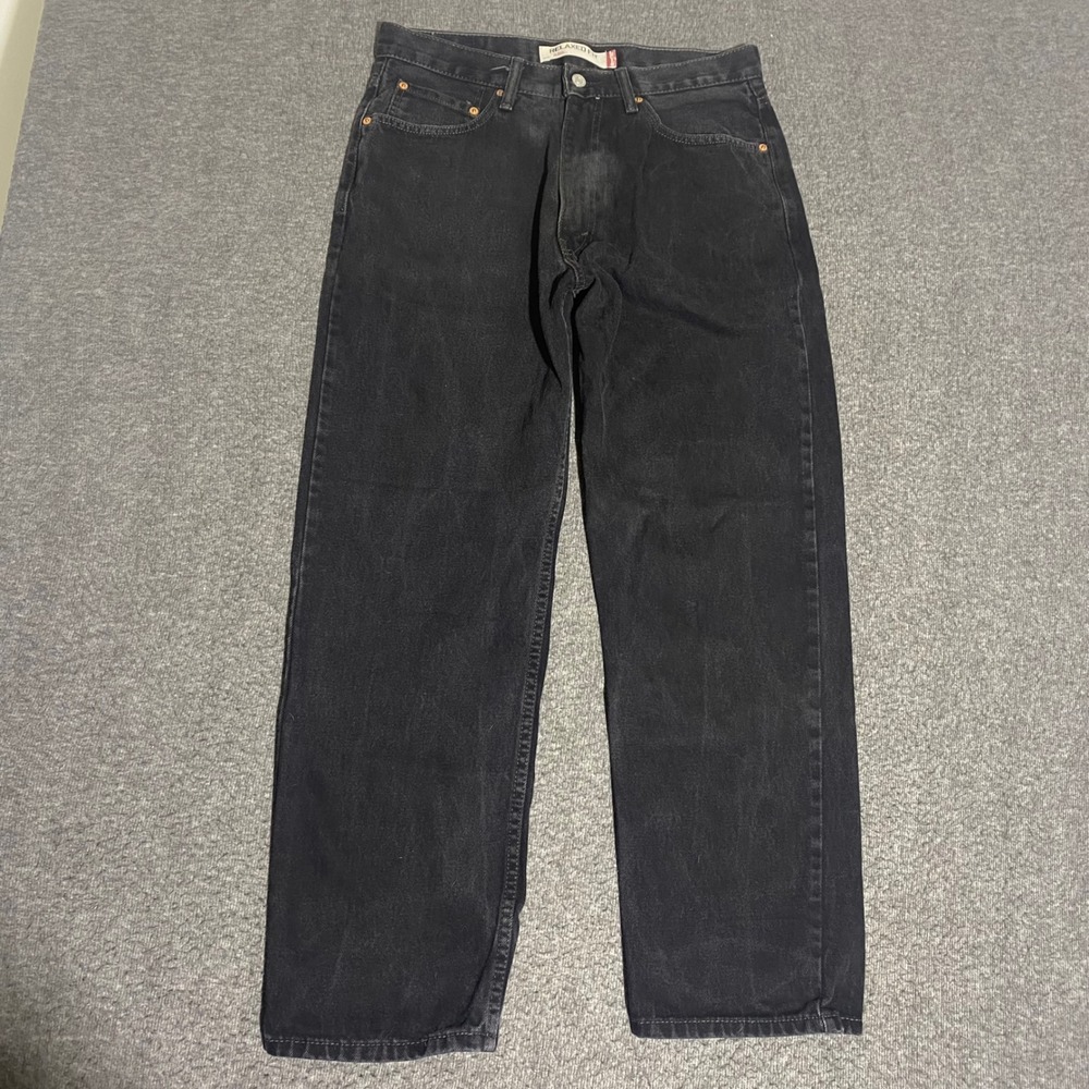Levis 550 Relaxed Fit Black Denim Jeans Mens 34x30 Cotton Tapered Leg